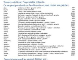 Tonnerre de Brest Picot et Compagnie menu