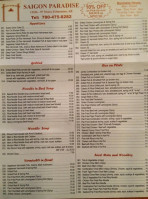 Saigon Paradise Restaurant Ltd menu