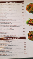 Pho Dau Bo menu