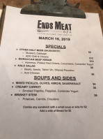 Ends Meat menu