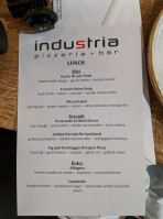 Industria Pizzeria Burlington menu