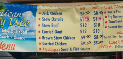 Sunny Isle Jamaican Caribbean menu