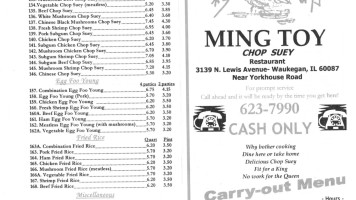 Ming Toy Carry Outs menu