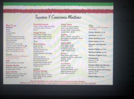 Taqueria Y Carniceria Martinez menu