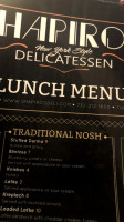 Shapiro's New York Delicatessen menu
