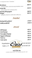 Oros Nappali Bár és Étterem menu