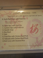 Sakura Noodle House Sushi menu