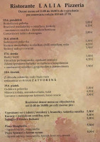 Lalia Pizzeria menu