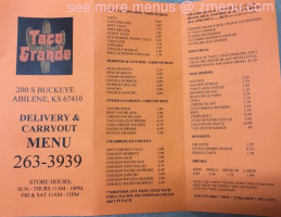 The Original Grande menu