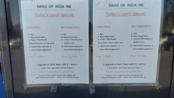 Swad Of India menu