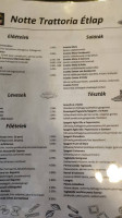 Notte Trattoria menu