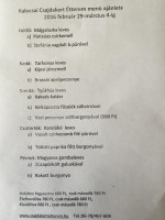 Csajdakert Étterem menu