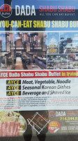 Dada Shabu Shabu Buffet menu