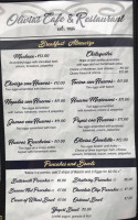 Olivia's Cafe menu