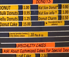 Amazing Donuts menu