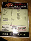 Spikes Pub Subs menu