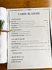 Carte Blanche menu