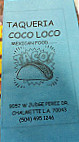 Taqueria Coco Loco menu