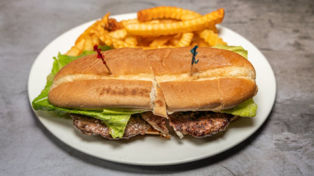 Steak Burger With French Fries