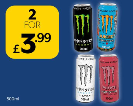 Monster Drinks 2 Für 3,99 £