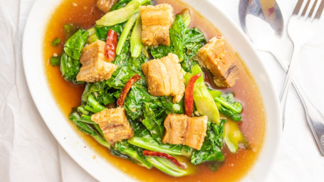 Chinese Broccoli With Crispy Pork Stir Fry