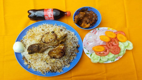 Chicken Biryani (1 Plate), Chicken Kadai (2 Pcs) And 1 Pc Coke/Thumsup (250 Ml)