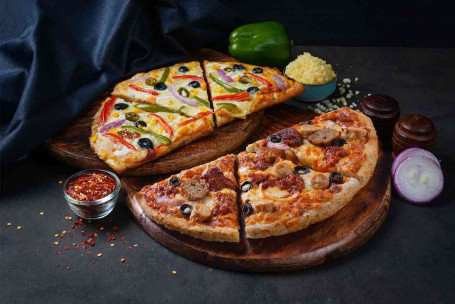 1 Halbe Pizza Mit Gemüse Und 1 Halbe Pizza Ohne Gemüse [Mittel].