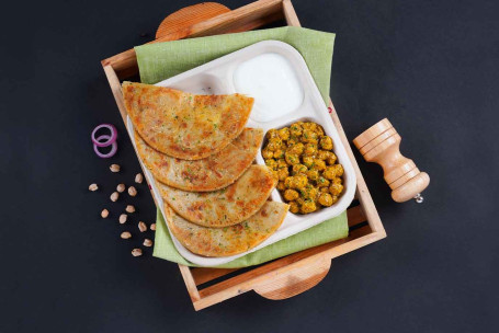 Aloo Paratha Chole Curd Lunchbox