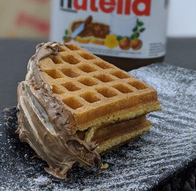 Waffle With Nutella And Peanut Butter