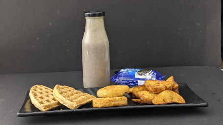 Cheesy Herb Chilli Tikki Waffle And Wedges With Oreo Chocolate Milkshake Combo