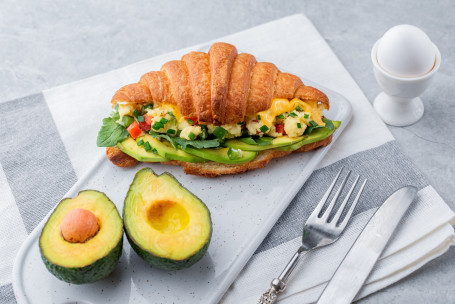 Avo, Chilli Cheese Scrambled Egg Croissant