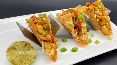 Orange Chicken Wonton Tacos