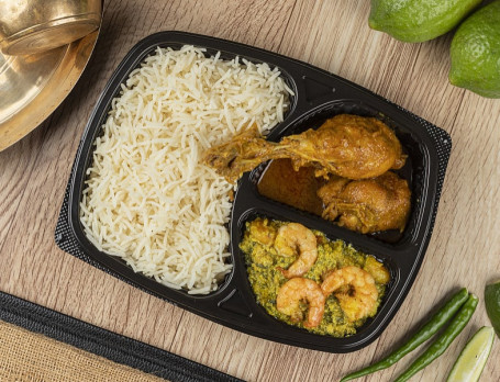 Steamed Rice+Chicken Bhuna (2 Pcs)+Kochupatta Chingri Tray