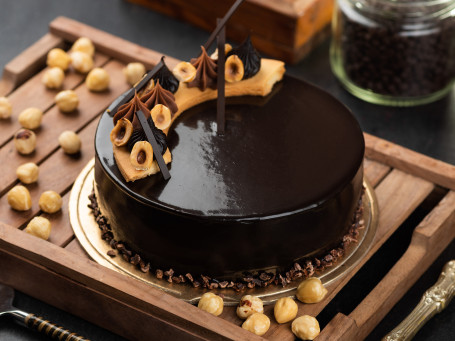 Belgium Dark Chocolate And Hazelnut Truffle Cake [Serves 6-8]
