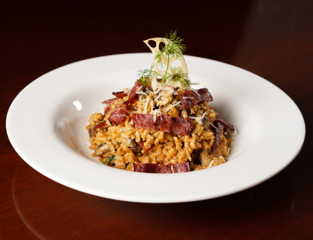 Beer Bacon Risotto Drizzled With Truffle Oil