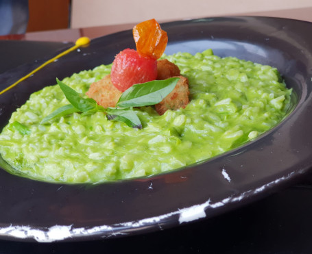 Oriental Green Curry Risotto With Broccoli, Asparagus