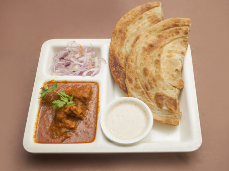 Lachha Paratha Combos(2Pc Laccha Paratha Aloo Dum/Egg Kassa/Chicken Kassa/Mutton Kassa Raita Salad)(Serves1)