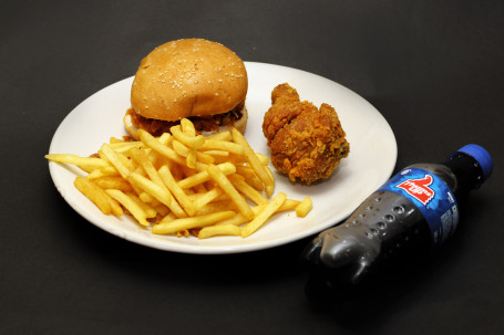 Chicken Burger French Fries 1 Chicken Leg Pc Choice Of Beverage