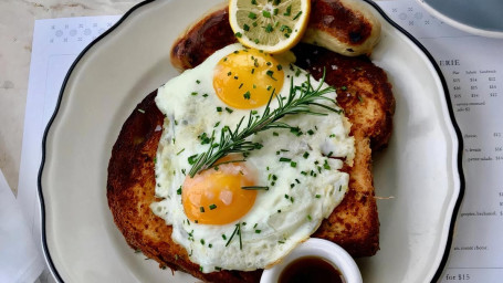 French Toast With Boudin Blanc Sausage And Eggs
