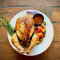 Whole Roasted Chicken With Mashed Potato, Saute Veggies Brown Sauce