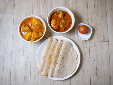 Roti 4Pcs) Chicken Curry Aloo Dum Sweet