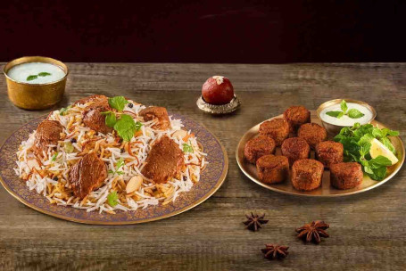 Hyderabadi Mutton Biryani (Scharfes Dum Gosht, Für 1 Person) Murgh Kefta (9 Stück)