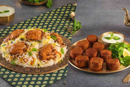 Hühnchen-Biryani (Lazeez Bhuna Murgh, Portionen 1–2) Murgh Kefta (Portionen 1–2)