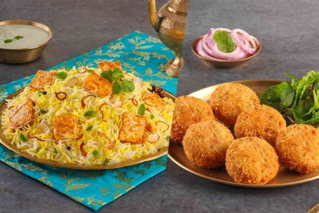 Paneer Biryani (Zaikedaar Paneer, Serviert 2-3) Dahi Labneh Kebab [Serviert 2-3]