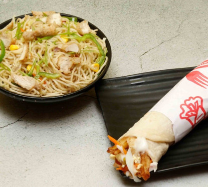 Chicken White Wok Noodles Lebanese Chicken Wrap