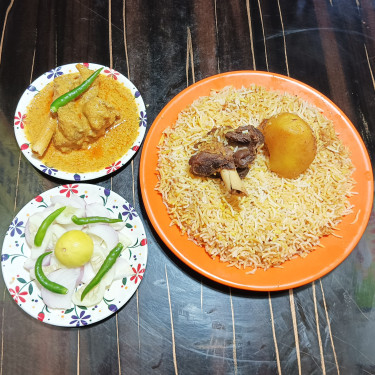 Mutton Biryani With Mutton Chap Salad