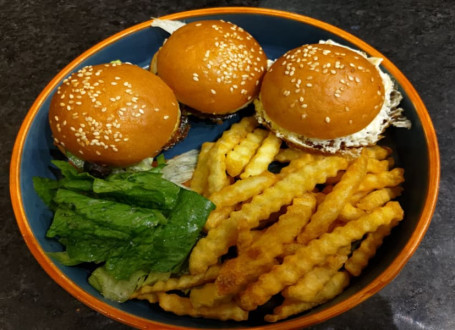 Egg Slider With French Fries Home Salad