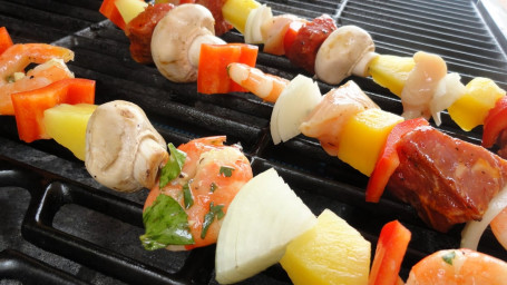 Chicken Steak Shrimp Skewers