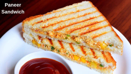 Sandwich With Stuffed Paneer Tomato Sauce