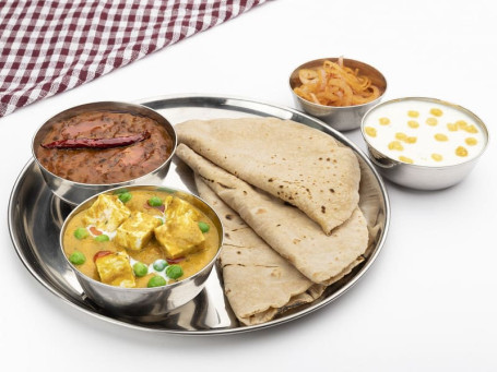 Matar Paneer Maah Ki Dal With Roti Or Rice